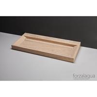 Forzalaqua Bellezza wastafel 100.5x51.5x9cm RECHTHOEK 1 wasbak 0 kraangaten Travertin gezoet beige 100342