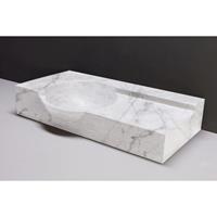 Forzalaqua Laguna wastafel 80x40x12cm rechthoek 1 wasbak geen kraangat carrara gepolijst marmer 100489