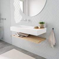 zaro ALAN vrijhangende wastafel 100cm met wasbak Enkel links en planchet in kleur washed oak 0 lade(s)
