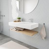 zaro ALAN vrijhangende wastafel 100cm met wasbak Enkel rechts en planchet in kleur washed oak 0 lade(s)