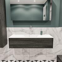 zaro Lush onderkast 120cm in kleur ANTRACITE met 1 lade Push tot open geschikt voor gecentreerde wastafel. Compleet met solid surface wastafel cloud M35162met 1 kraangat(en)