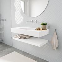 zaro ALAN vrijhangende wastafel 100cm met wasbak Enkel midden en solid suface planchet in kleur Wit mat 0 lade(s)