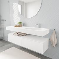 zaro ALAN vrijhangende wastafel 150cm met wasbak Enkel rechts en onderkast in kleur Wit mat 2 lade(s)