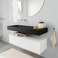 zaro ALAN vrijhangende wastafel 120cm met wasbak Enkel links en onderkast in kleur Wit mat 2 lade(s)