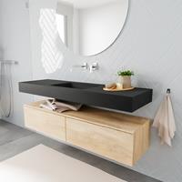 zaro ALAN vrijhangende wastafel 150cm met wasbak Enkel midden en onderkast in kleur washed oak 2 lade(s)