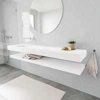 zaro ALAN vrijhangende wastafel 200cm met wasbak Enkel links en solid suface planchet in kleur Wit mat 0 lade(s)