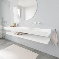 zaro ALAN vrijhangende wastafel 200cm met wasbak Enkel rechts en solid suface planchet in kleur Wit mat 0 lade(s)