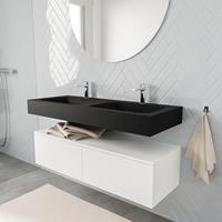zaro ALAN vrijhangende wastafel 120cm met wasbak dubbel en onderkast in kleur Wit mat 2 lade(s)