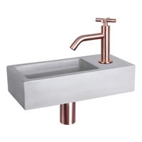 Douche Concurrent Fonteinset Ravo Beton Licht Grijs Gebogen Kraan X Rood Koper