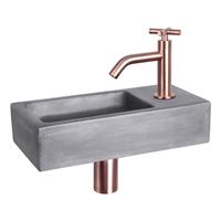 Douche Concurrent Fonteinset Ravo Beton Donker Grijs Gebogen Kraan X Rood Koper