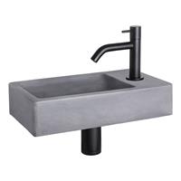 Douche Concurrent Fonteinset Force Beton Donker Grijs Gebogen Kraan Mat Zwart