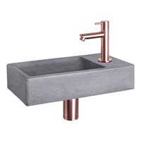 Douche Concurrent Fonteinset Force Beton Donker Grijs Rechte Kraan Rood Koper