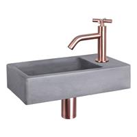 Douche Concurrent Fonteinset Force Beton Donk. Grijs Gebogen Kraan X Rood Koper