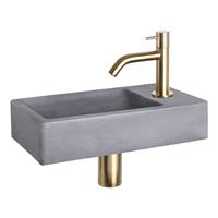 Douche Concurrent Fonteinset Differnz Force Rechthoek 40x22x8cm Beton Donkergrijs Gebogen Toiletkraan Clickwaste Sifon Geborsteld Goud