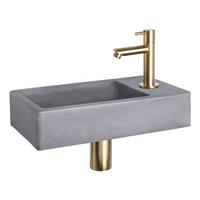 Douche Concurrent Fonteinset Differnz Force Rechthoek 40x22x8cm Beton Donkergrijs Recht Toiletkraan Clickwaste Sifon Geborsteld Goud