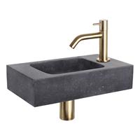 Douche Concurrent Fonteinset Differnz Force Rechthoek 40x22x9cm Bombai Natuursteen Zwart Gebogen Toiletkraan Clickwaste Sifon Geborsteld Goud