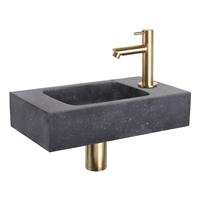 Douche Concurrent Fonteinset Differnz Force Rechthoek 40x22x9cm Bombai Natuursteen Zwart Recht Toiletkraan Clickwaste Sifon Geborsteld Goud