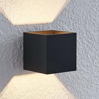 Lindby Mirza aluminium-wandlamp, hoekig, zwart