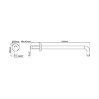 Wiesbaden Caral gebogen douchearm 35 cm geborsteld koper