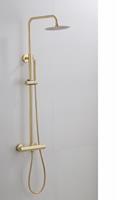 saniclear Brass opbouw regendouche geborsteld messing / goud 30cm hoofddouche staaf handdouche