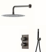 saniclear Iron Pro inbouw regendouche met wandarm en 30cm hoofddouche verouderd ijzer