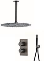 saniclear Iron Pro inbouw regendouche met plafondarm en 30cm hoofddouche verouderd ijzer