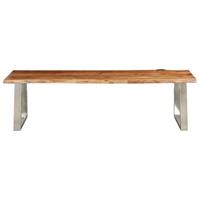 vidaXL Bank 160 cm Akazie Massivholz und Edelstahl Braun