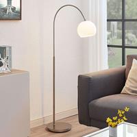 LINDBY Cynthia boogvloerlamp, glas, mat nikkel