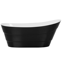 beliani Luxus Acryl Badewanne oval freistehend schwarz mit Überlauf 170x73 cm Buenavista - Schwarz