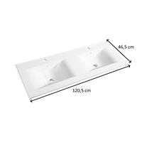 Wastafel Dubbel  Soft 120,5x46,5x1,7 cm met Kraangat en Overloop Porselein Glanzend Wit 
