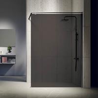Novellini Inloopdouche  Kuadra met Grijs Rookglas 80x200 cm Mat Zwart Profiel 