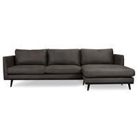 HomingXL Loungebank Odissi chaise longue rechts leer Kentucky antraciet 01 2,58 x 1,60 mtr breed
