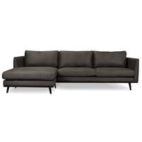 HomingXL Loungebank Odissi chaise longue links leer Kentucky antraciet 01 1,60 x 2,58 mtr breed