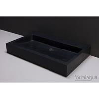 Forzalaqua Palermo wastafel 80.5x51.5x9cm rechthoek 1 wasbak 1 kraangat graniet gezoet antraciet 8010255