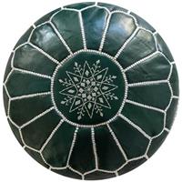 Poufs&Pillows Groene handgemaakte leren poef