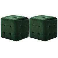 vidaXL Poef 2 st 30x30x30 cm fluweel groen