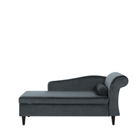 Chaise longue fluweel donkergrijs linkszijdig LUIRO