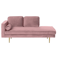 Beliani Chaise longue fluweel roze linkszijdig MIRAMAS