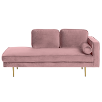 Beliani Chaise longue fluweel roze rechtszijdig MIRAMAS