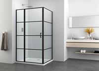 badstuber Stripe zwarte douchecabine 120x90cm rechthoek