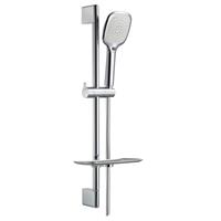 Nemo Spring Poggio douchestangset compleet 650 mm met bevestigingen 3 jets met glijstuk gladde kunststofflexibel met zeepbakje verchroomd S1013+T0201+D0301+HOSE 1.75