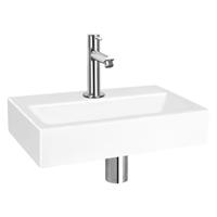 Differnz Flat Fonteinset 38x24x8cm 1 kraangat recht chrome kraan met sifon en afvloerplug fontein Rechthoek Keramiek Wit 38.400.04