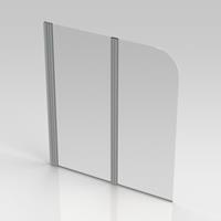 Nemo Start Pannello badwand 2delig 120x140cm helder veiligheidsglas 5 mm profielen aluminium gepolijst omkeerbaar MW2DB