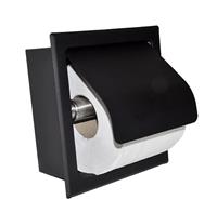 mueller mat zwarte inbouw toiletrolhouder met klep RVS