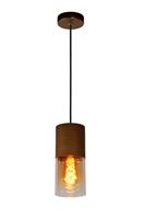 Lucide ZINO Hanglamp E27/60W Mat Koper / Amber glass