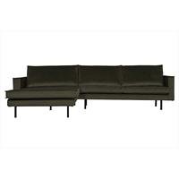 Be Pure Home Rodeo bank chaise longue links dark green hunter velvet