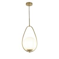 Avalon - 1 Lichtanhänger Gold, Opal, Glas, E27 - Searchlight
