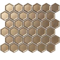 The Mosaic Factory Barcelona mozaïektegel 5.1x5.9x0.6cm voor wand binnen en buiten vorstbestendig hexagon brons metallic met rand AFH13BR