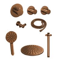 Brauer Thermostatisch Inbouwdoucheset  Copper 30 cm Hoofddouche Plafondarm 3 Standen Handdouche Koper 