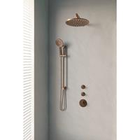 Brauer Thermostatisch Inbouwdoucheset  Copper 30 cm Hoofddouche Wandarm 3 Standen Handdouche op Glijstang Koper 